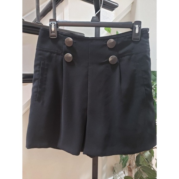Anthropologie Women Black Polyester Frenchy High Waist Fake Button Shorts Size 4 - Picture 11 of 12